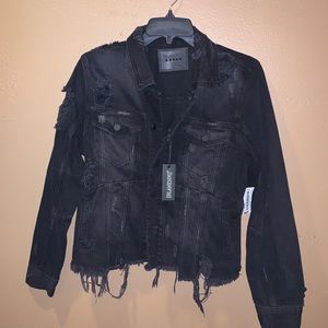 BLANK NYC black denim distressed jacket